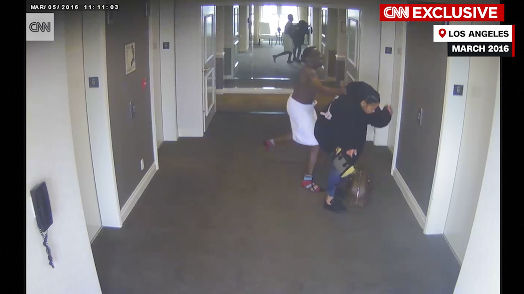 Sean Combs assaulting Cassie Ventura in 2016