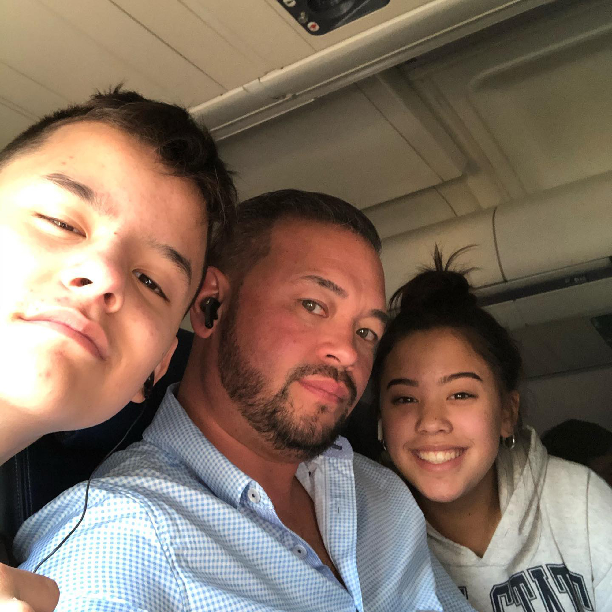 A selfie of Collin, Hannah and Jon Gosselin