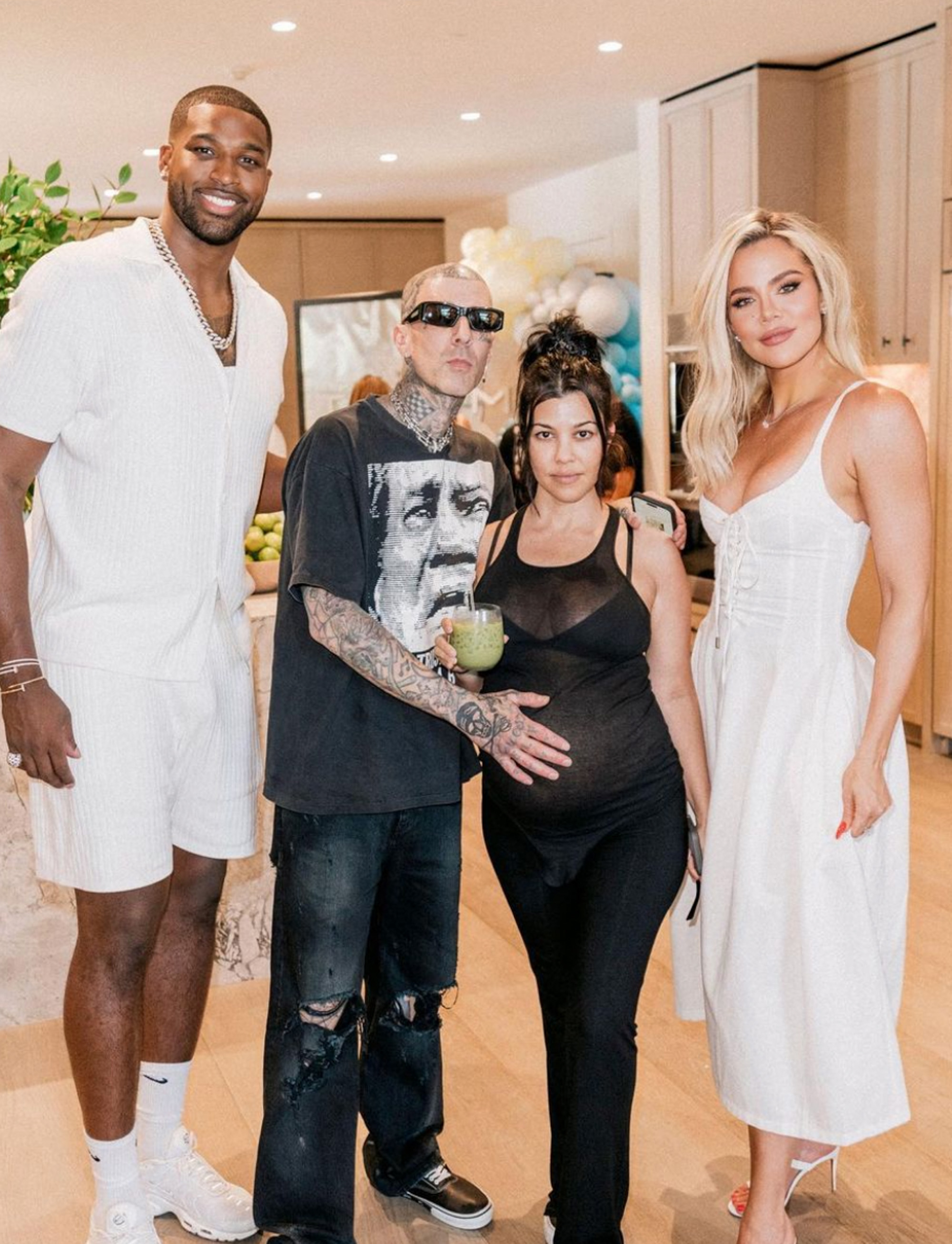 Tristan Thompson, Travis Barker, Kourtney Kardashian and Khloé Kardashian