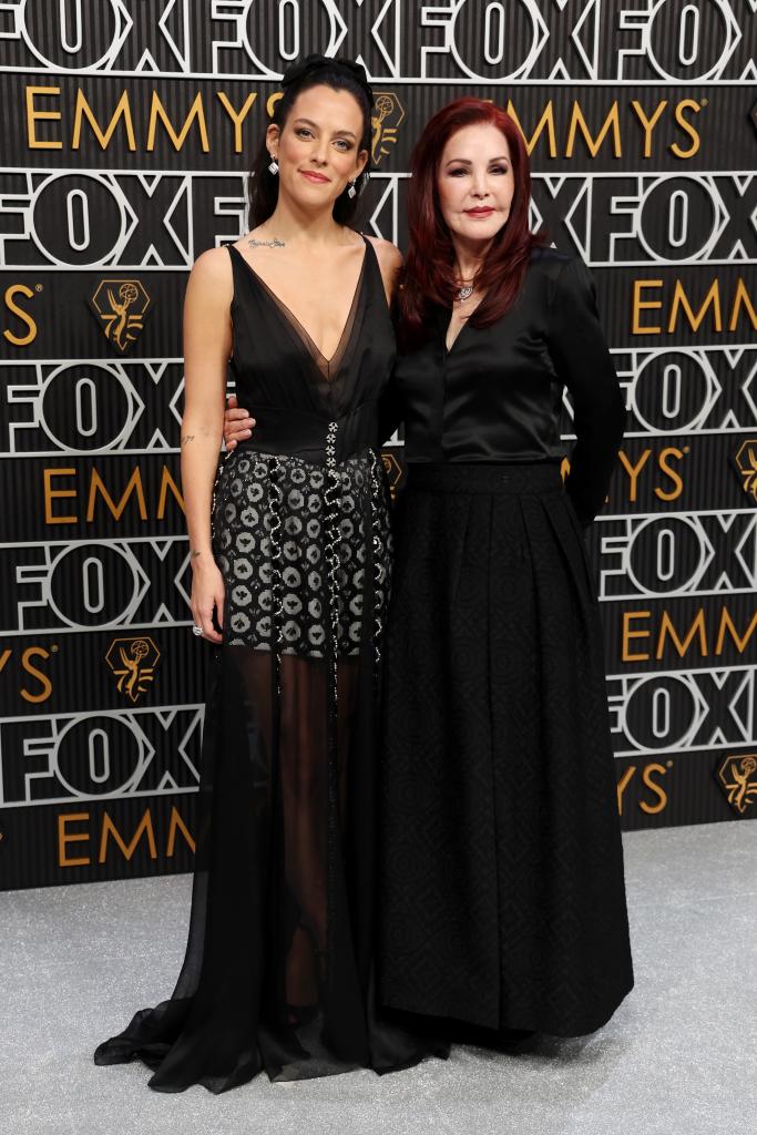 Riley Keough and Priscilla Presley at 2023 Emmy Awards.