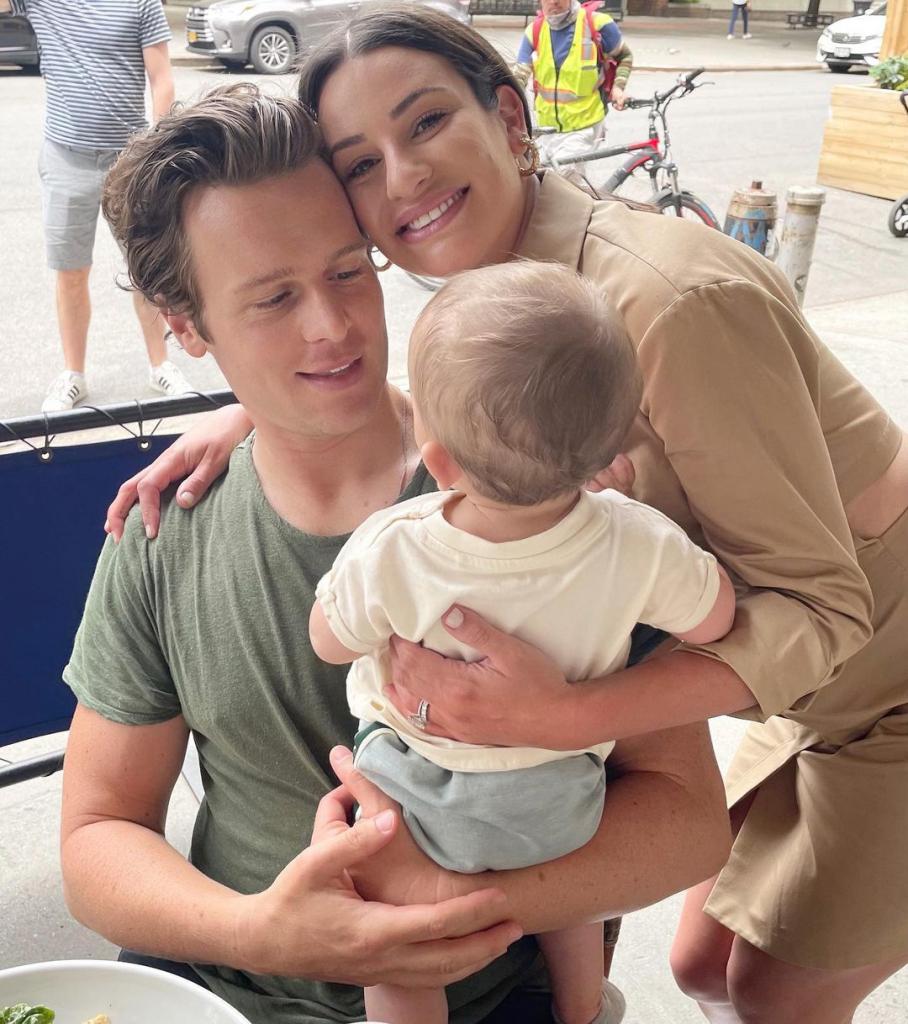 Lea Michele and her son, Ever, and husband, Zandy Reich.