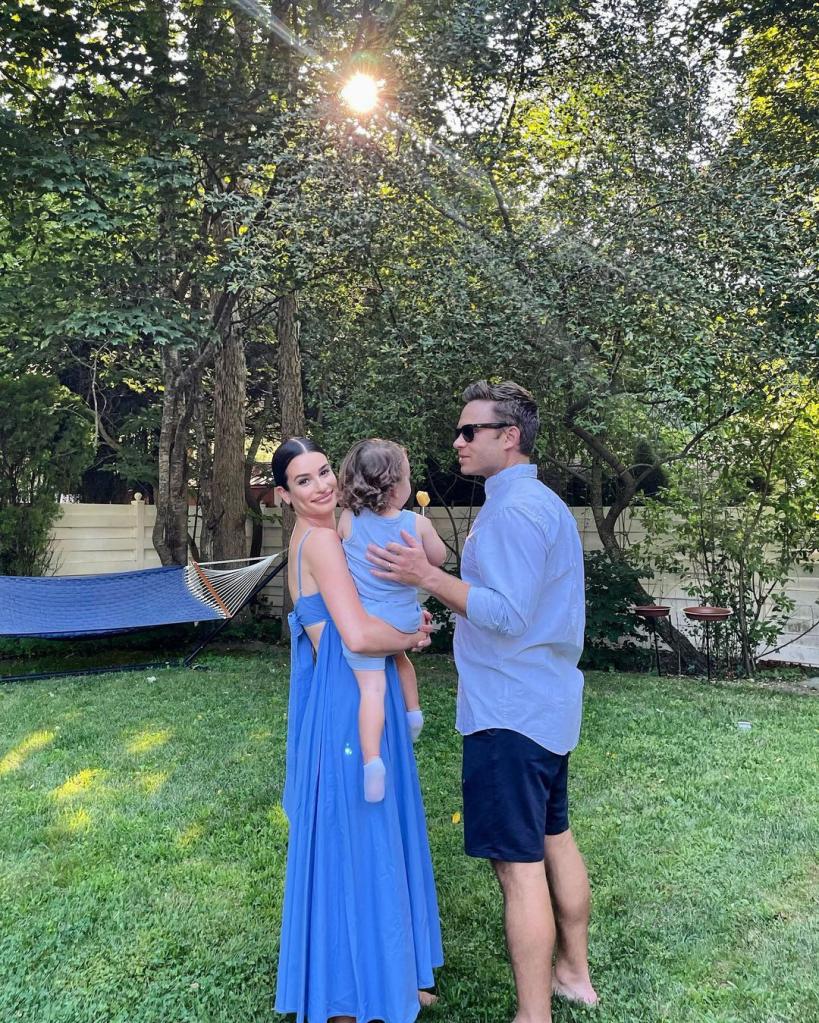 Lea Michele and her son, Ever, and husband, Zandy Reich.