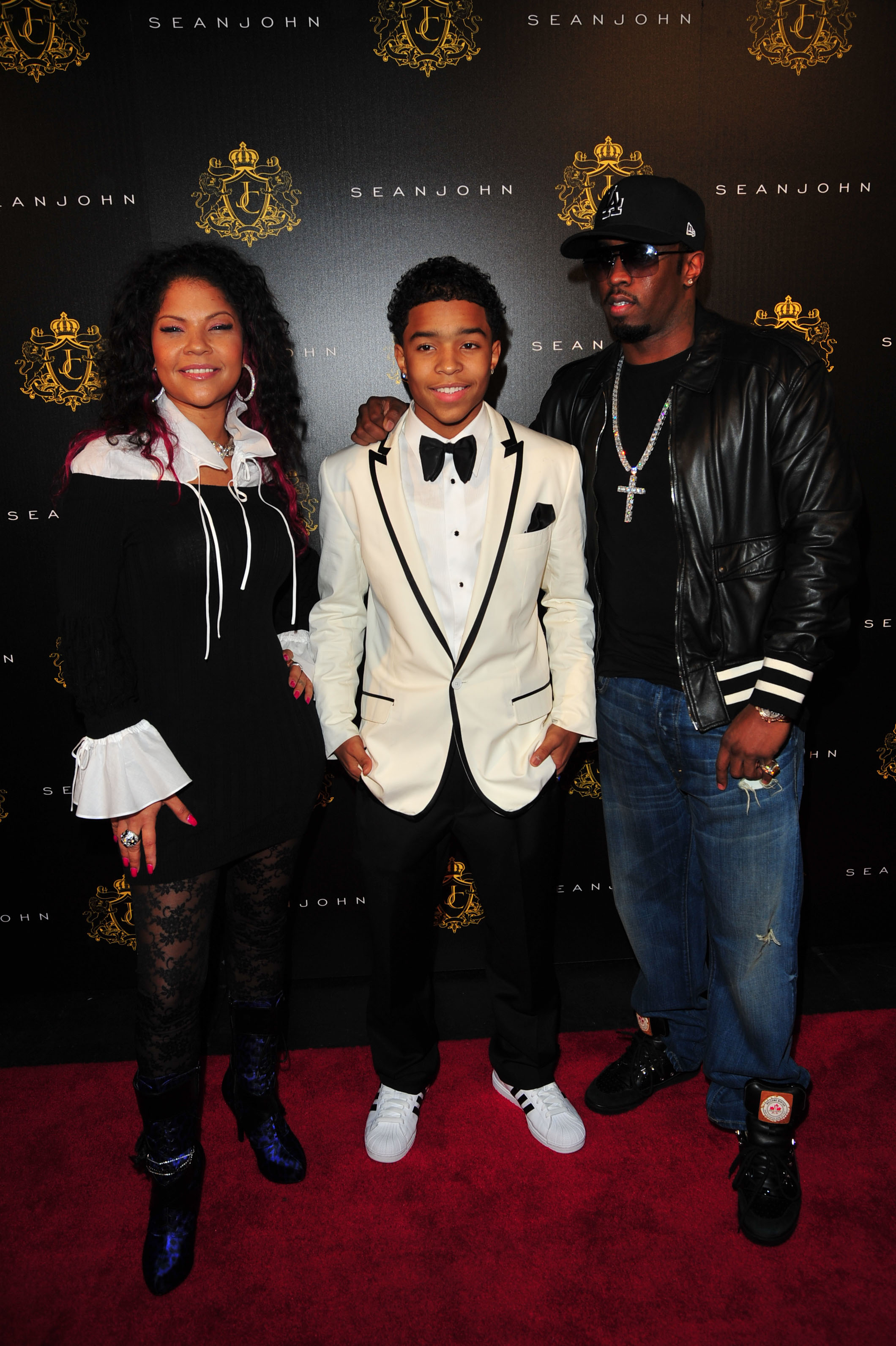 Sean "Diddy" Combs, Justin Combs and Misa Hylton at Justin's 16th birthday party in 2010.