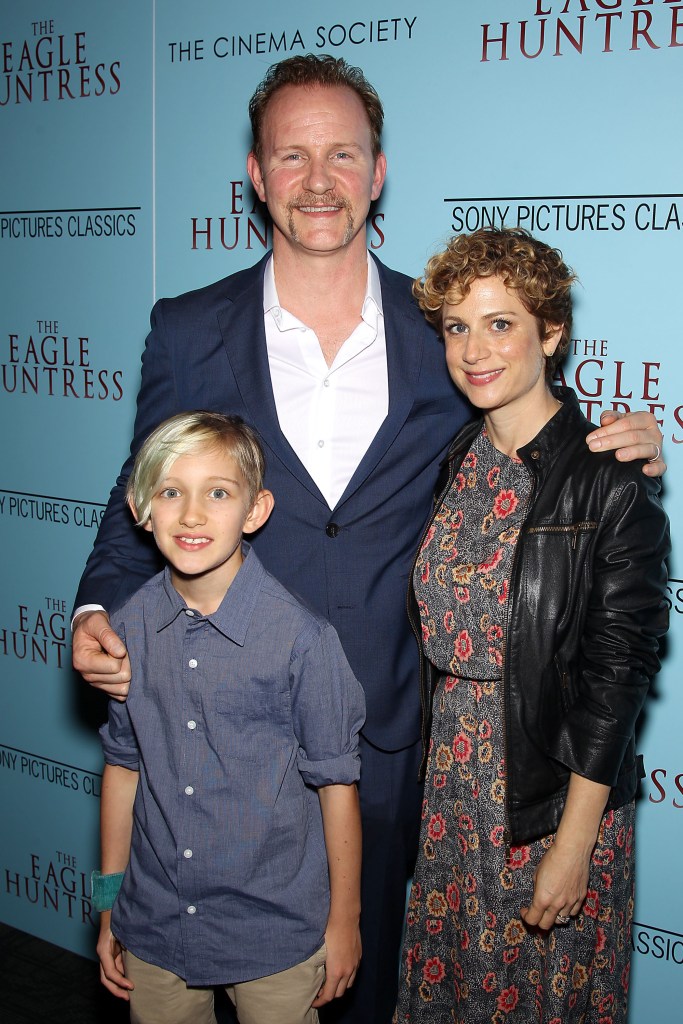 morgan spurlock with his son and wife, sara