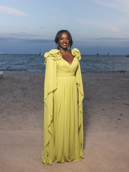 Viola Davis wears Elie Saab at the Lights On Women's Worth event on May 24.