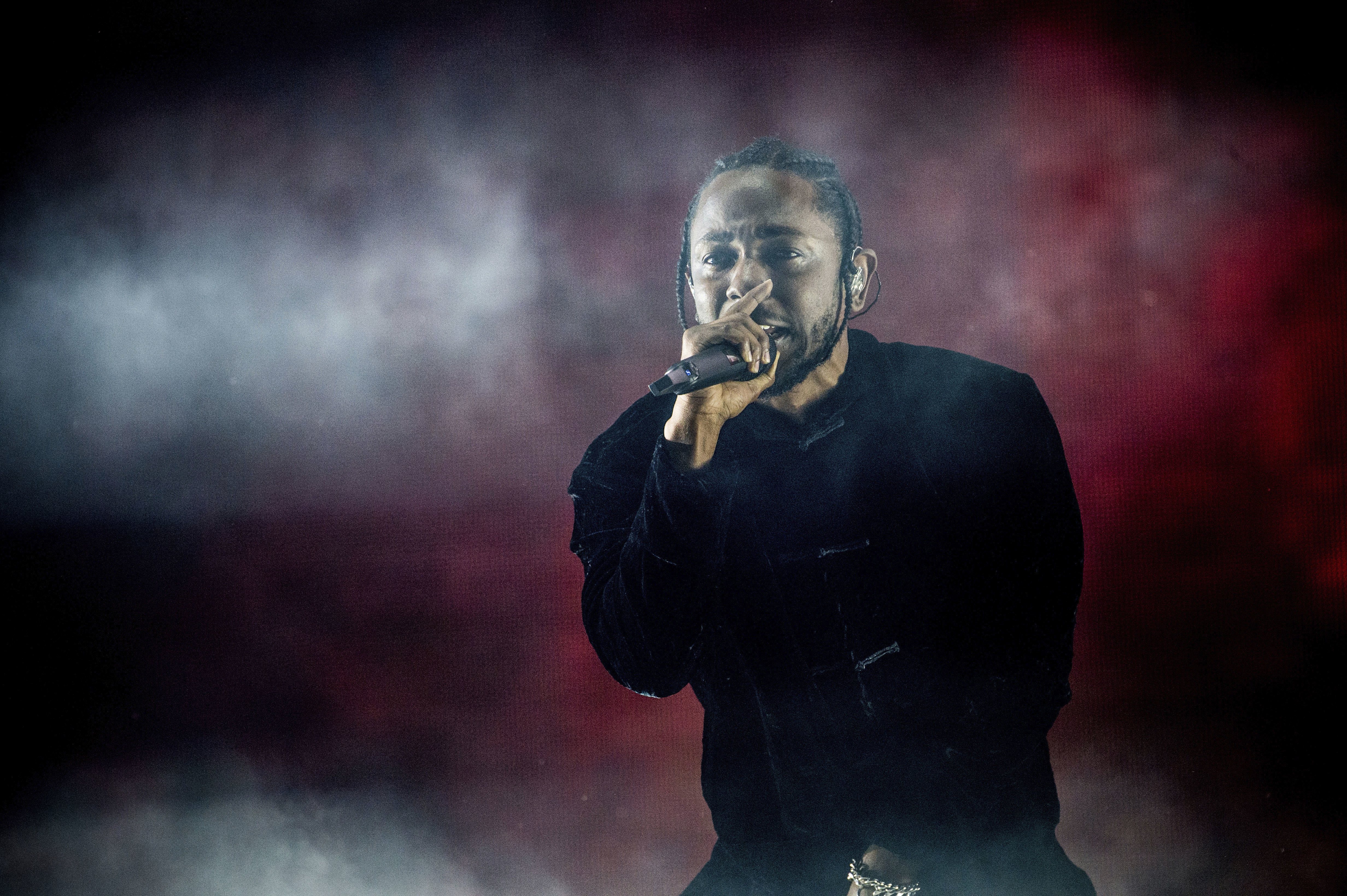Kendrick Lamar performing.