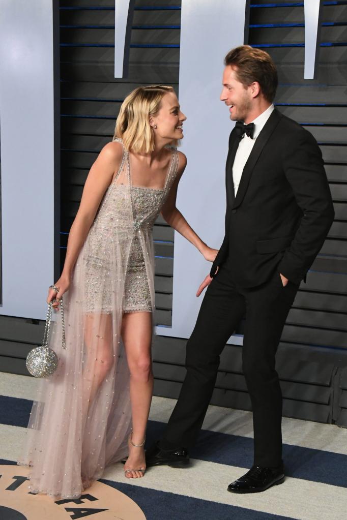 Margot Robbie and Tom Ackerley attend the 2018 Vanity Fair Oscar Party.