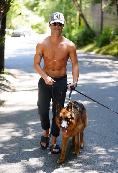 Sasha Farber walking his dog