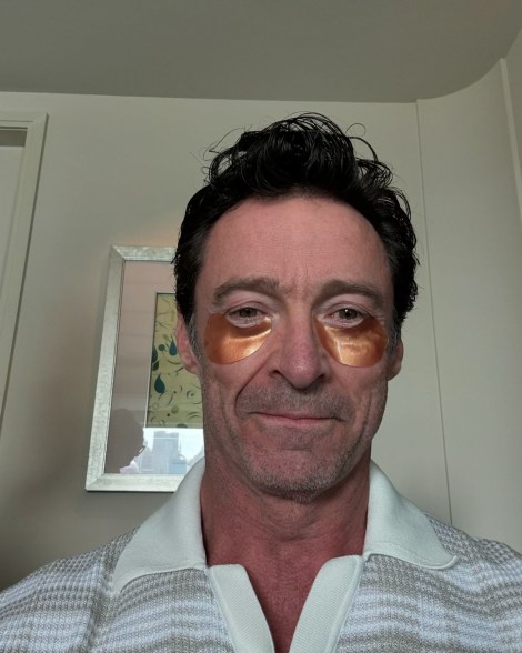 hugh jackman wearing under-eye patches