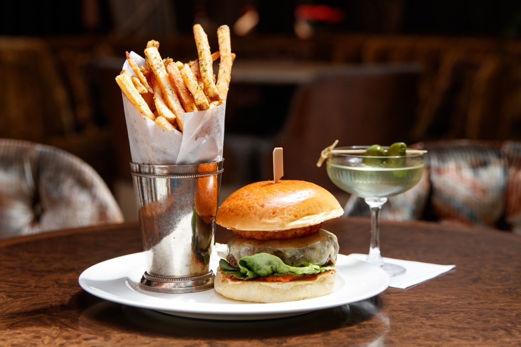 A Cecconi's burger inside The Ned's Club.