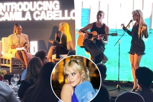Camila Cabello at Cannes Lions and a photo of her with blond hair.