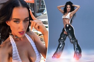 Katy Perry teases new song 'Woman's World' in a white bikini and armored legs