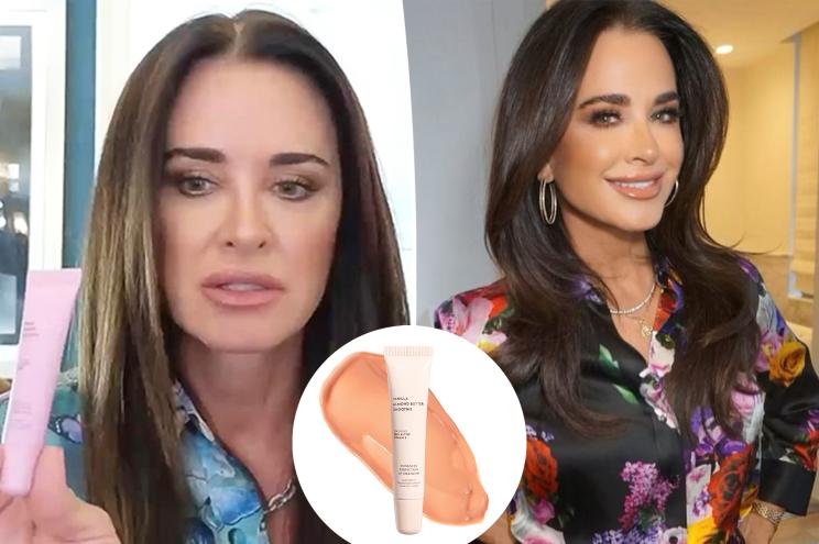 Kyle Richards with an inset of a lip treatment tube