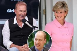 Kevin Costner and Princess Diana with an inset of Prince William.