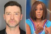 Gayle King split image with Justin Timberlake.