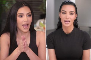 Kim Kardashian split image.