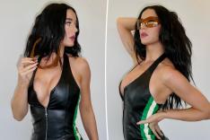 Katy Perry wearing a leather jumpsuit