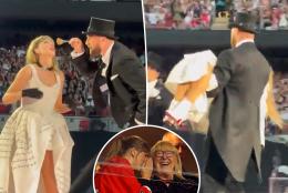 Donna Kelce shares Eras Tour clip of Travis Kelce and Taylor Swift onstage in London