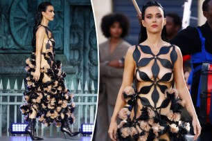 Katy Perry walks the runway at Vogue World: Paris wearing a cutout dress