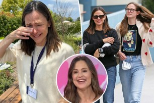 A split photo of Jennifer Garner crying, Jennifer Garner and Violet walking and Jennifer Garner talking on "Today"