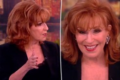 A split photo of Joy Behar talking on "The View"