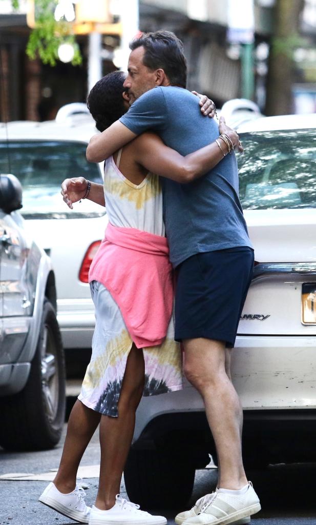 Marilee Fiebig and Andrew Shue hugging.