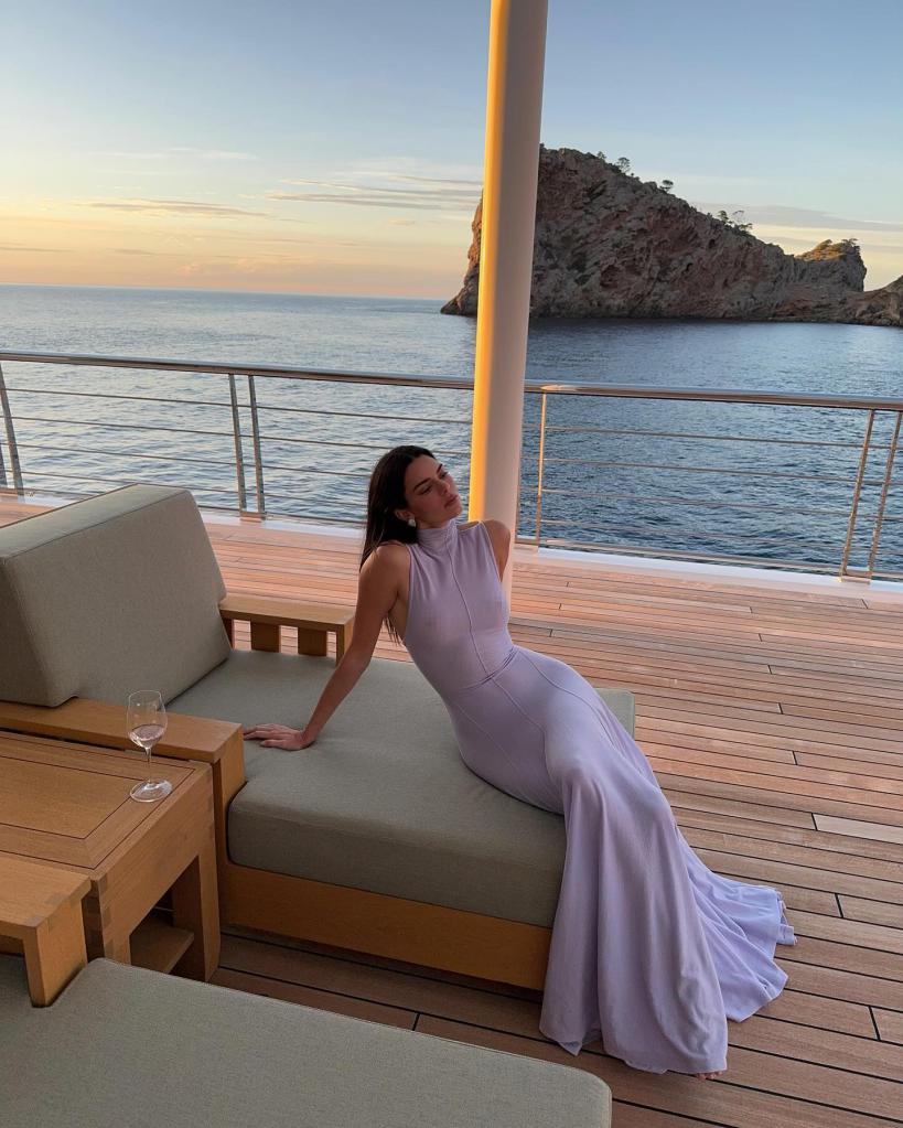 Kendall Jenner wears sheer Khaite dress in Mallorca