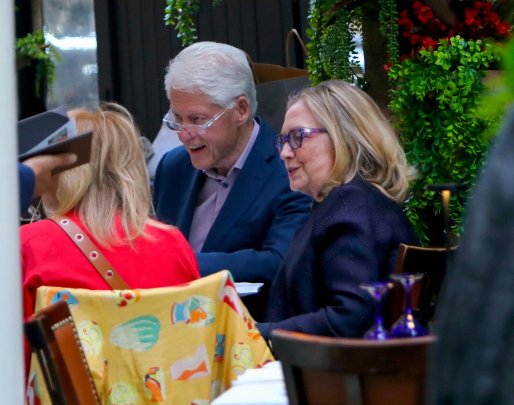 Hillary and Bill Clinton dining at Fresco by Scotto. 