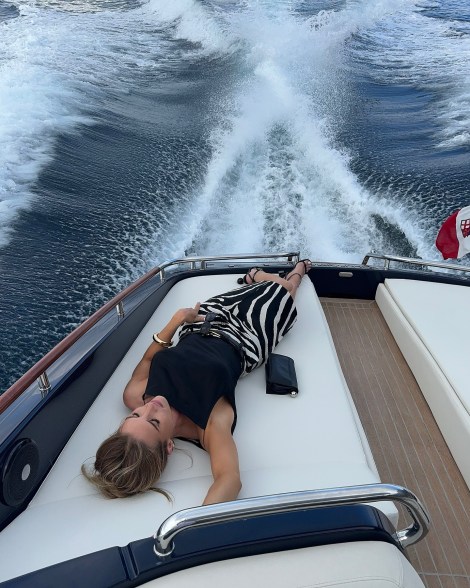 Rosie Huntington-Whiteley takes a boat ride