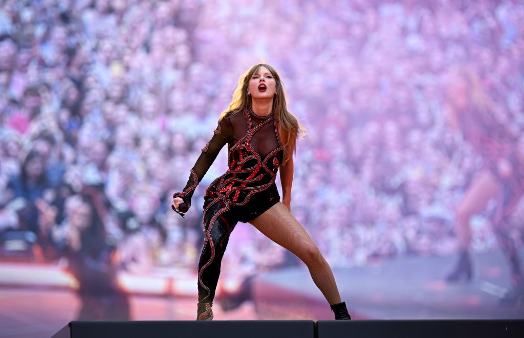 Taylor Swift performing in London. 