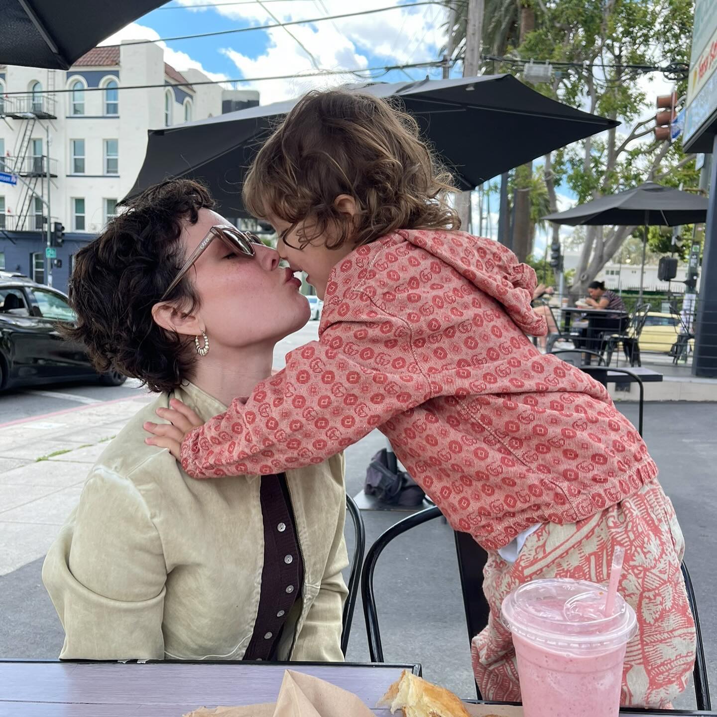 Halsey with her son