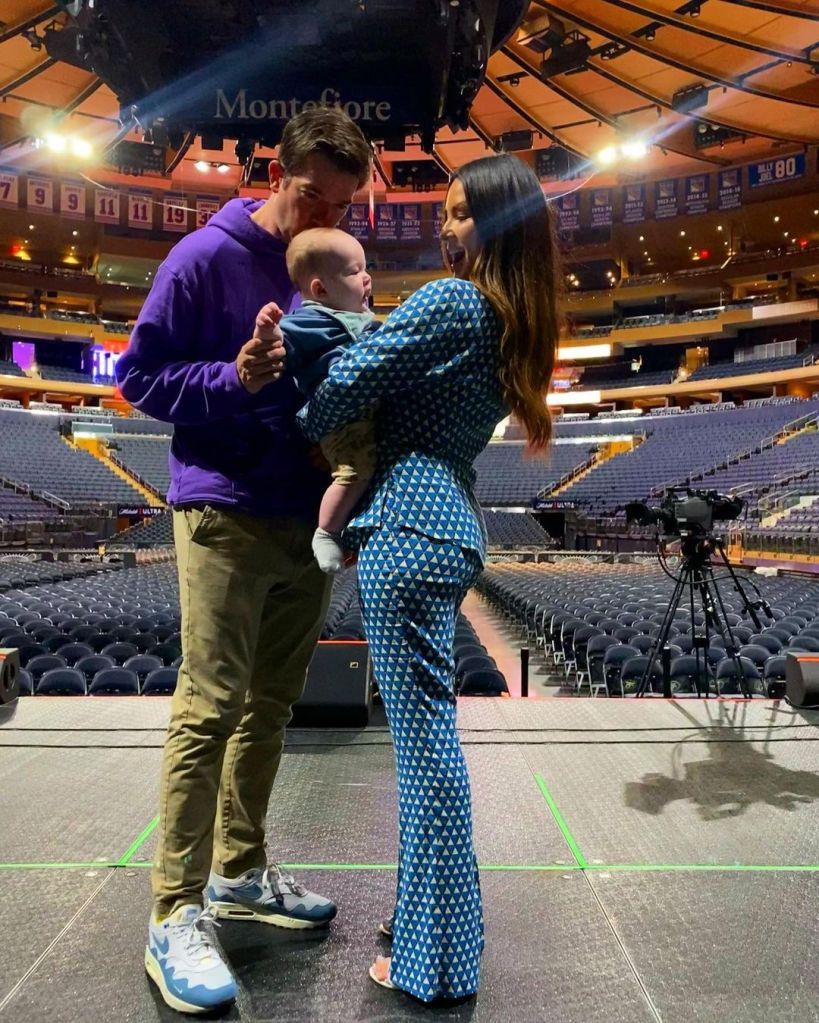 John Mulaney and Olivia Munn with their son Malcolm. 