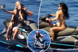 Lauren Sánchez goes jet skiing with Jeff Bezos and Kim Kardashian while hanging out on mega yacht in Greece