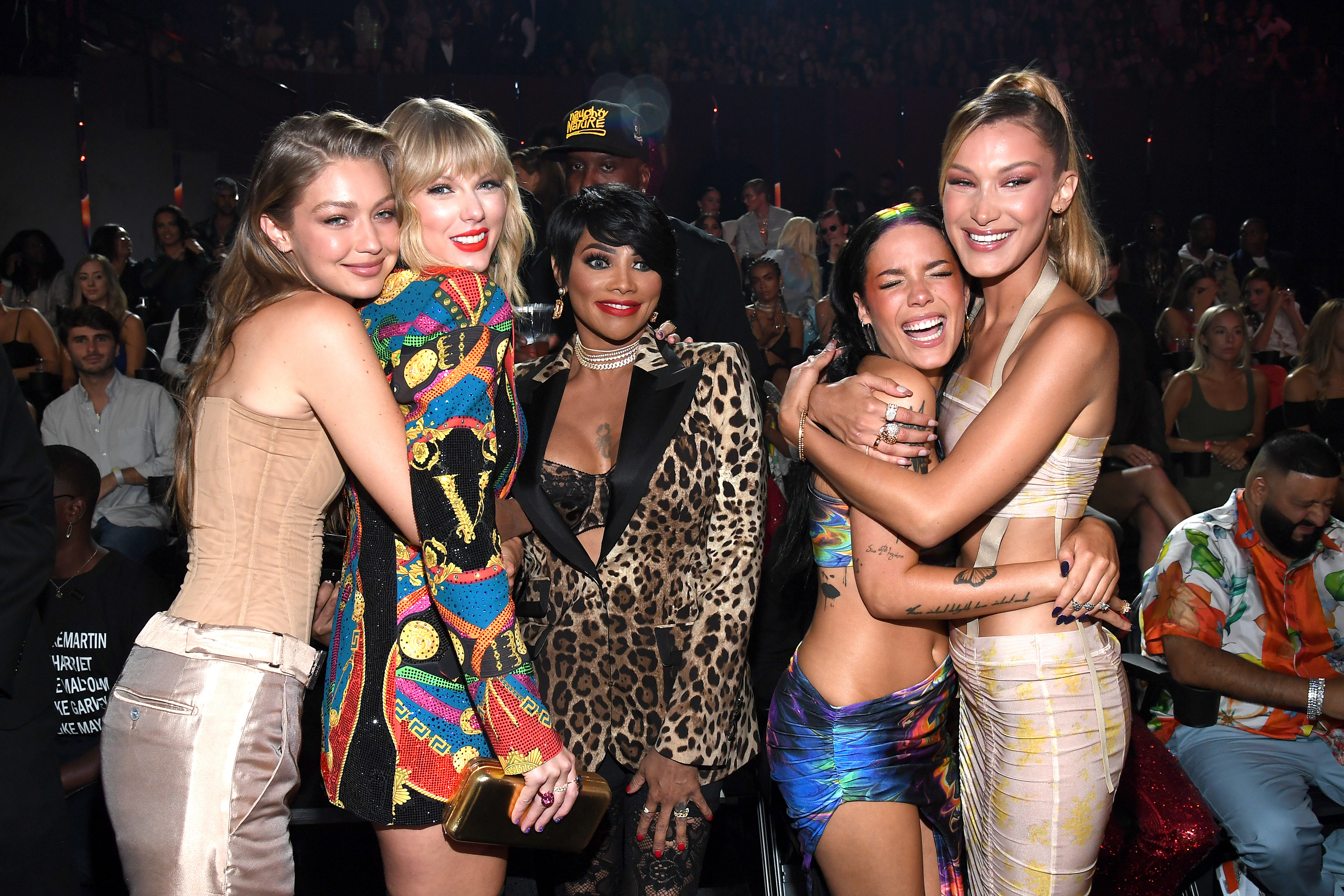 Gigi Hadid, Taylor Swift, Sandra "Pepa" Denton, Halsey and Bella Hadid attend the 2019 MTV Video Music Awards