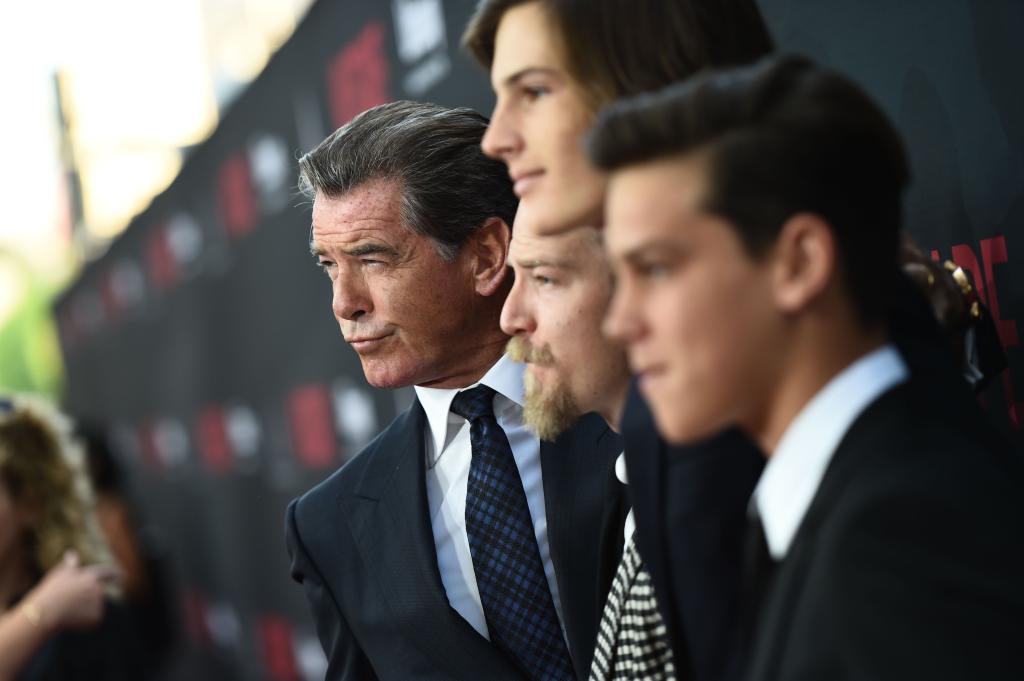 Pierce Brosnan and his sons Sean, Dylan and Paris