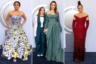 Ariana DeBose, Vivienne Jolie-Pitt, Angelina Jolie and Alicia Keys on the Tony Awards 2024 red carpet.