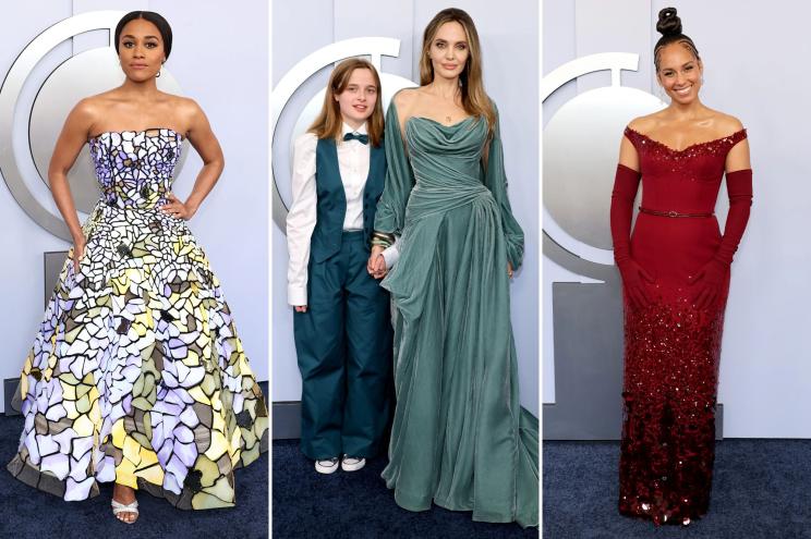 Ariana DeBose, Vivienne Jolie-Pitt, Angelina Jolie and Alicia Keys on the Tony Awards 2024 red carpet.