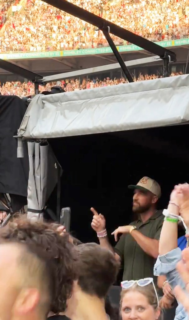 Travis Kelce dancing at Taylor Swift's concert in London