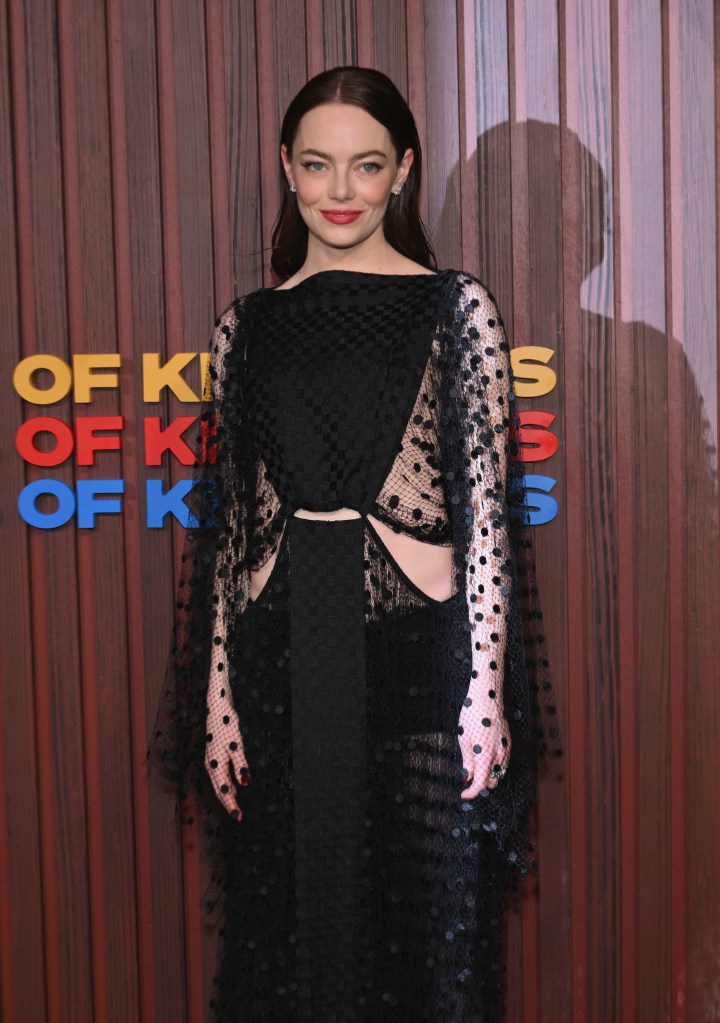 Emma Stone in a sheer black Louis Vuitton dress at the 'Kinds of Kindness' premiere
