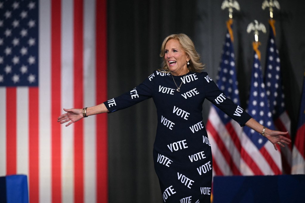 Jill Biden at a rally in Raleigh.