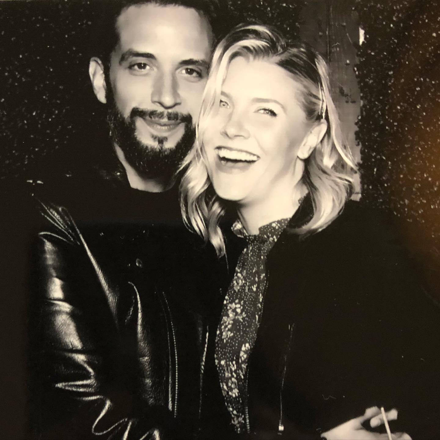 A black-and-white photo of Amanda Kloots and Nick Cordero.