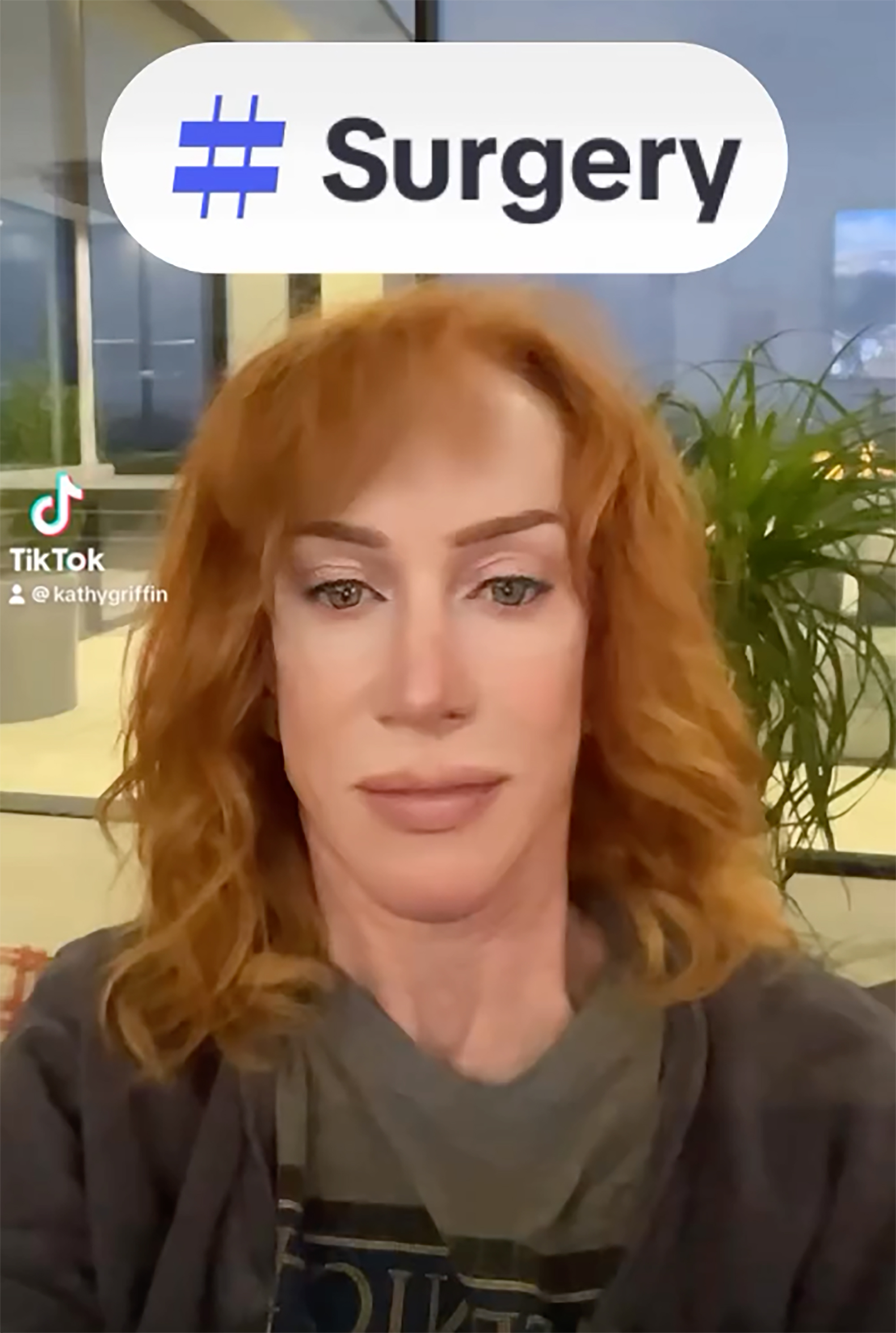 A selfie of Kathy Griffin talking