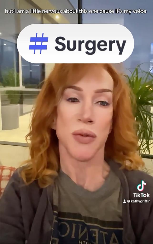 A selfie of Kathy Griffin talking