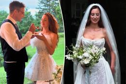 All the details of Eva Amurri's controversial corset wedding dress and her feathered afterparty look