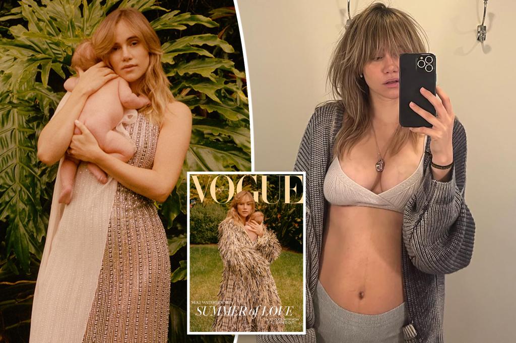 Postpartum Suki Waterhouse proudly poses for Vogue ‘25 pounds heavier’: ‘Who gives a f–k?’