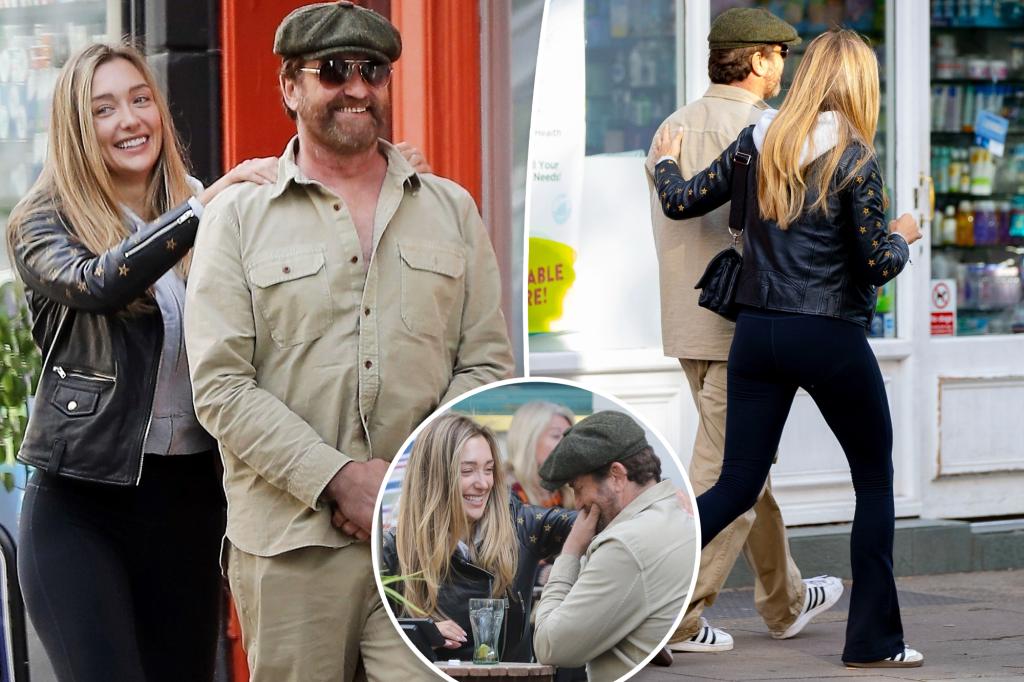 Gerard Butler, 54, and model Penny Lane, 29, get flirtatious during PDA-packed outing in London