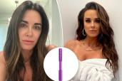 Kyle Richards with an inset of a beauty roller