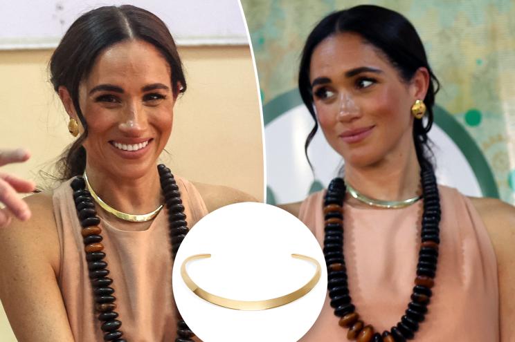 Meghan Markle with an inset of the Aurate Collar Necklace