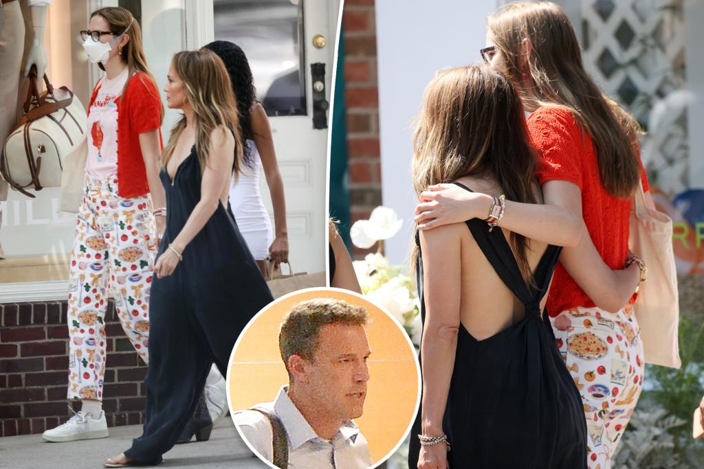Jennifer Lopez, stepdaughter Violet wrap their arms around each other in the Hamptons as Ben Affleck remains in LA