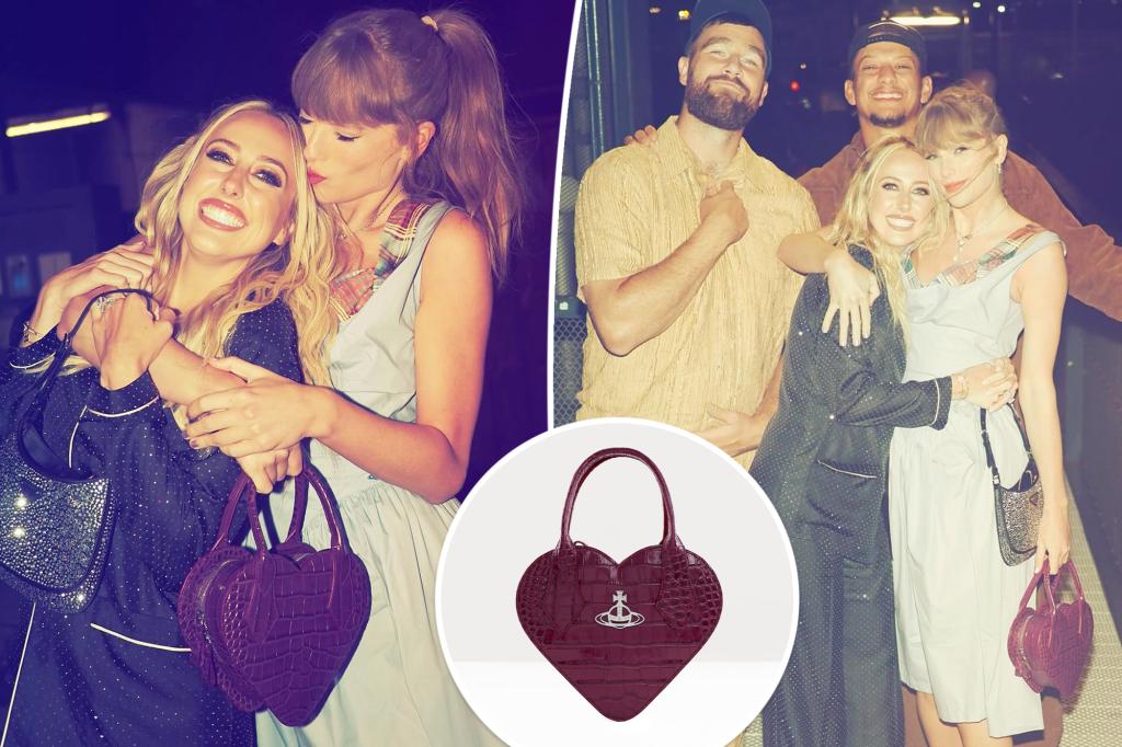 Taylor Swift totes heart-shaped bag for double date with Travis Kelce and Mahomeses